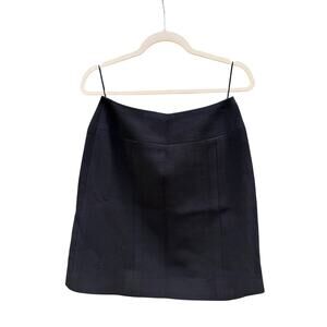 Vintage CHANEL BOUTIQUE Black Wool A-Line Mini Skirt Fall 1997 Collection 40 6 8